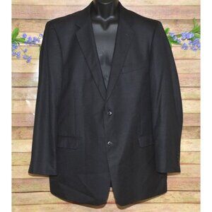 Turnbury Men's Black Jacket Blazer 2 Button Size 46L Wool Silk Formal Career